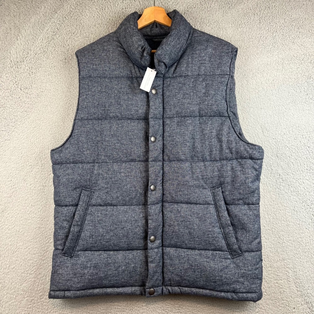 Banana Republic Factory Mens Blue Puffer Vest Melange Textured Size L